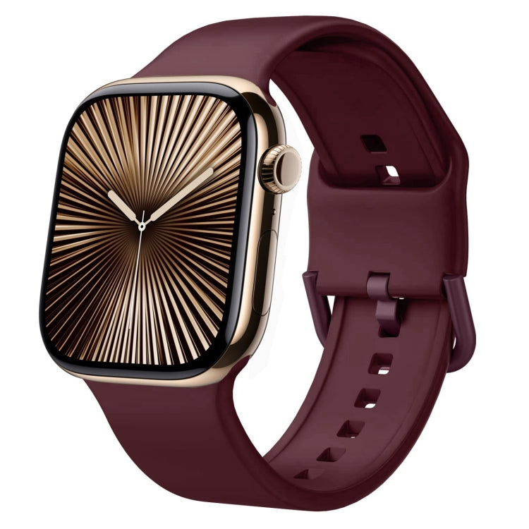For Apple Watch Series 10 46mm Pin Buckle Silicone Watch Band(Wine Red) - free shipping - PMC TechLife - Order now!