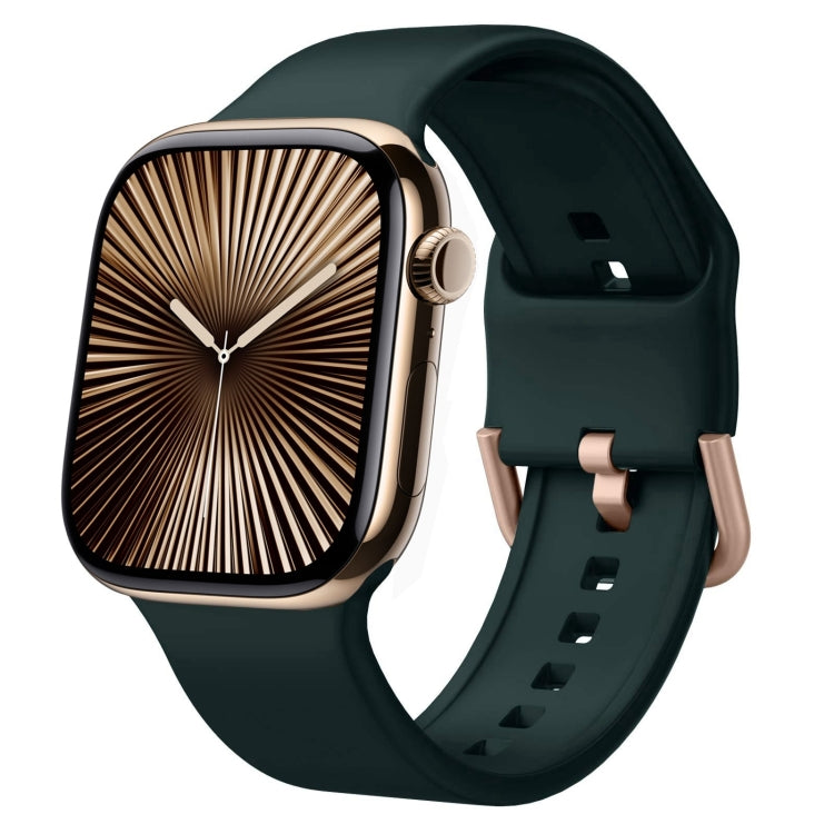 For Apple Watch Series 10 46mm Pin Buckle Silicone Watch Band(Dark Green) - free shipping - PMC TechLife - Order now!