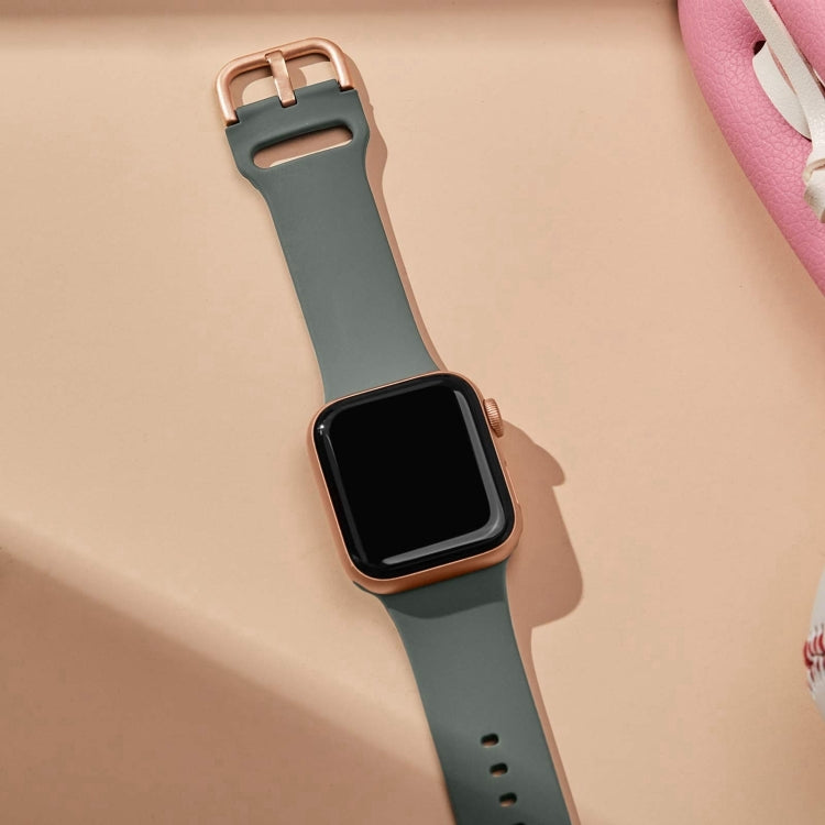 For Apple Watch Series 10 42mm Pin Buckle Silicone Watch Band(Olive) - free shipping - PMC TechLife - Order now!