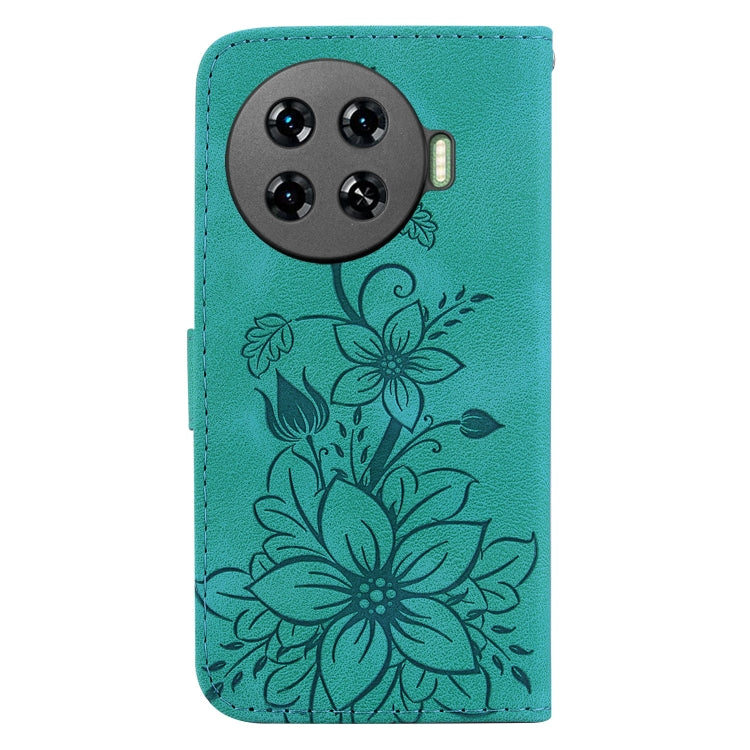 For Tecno Spark 20 Pro+ 4G Lily Embossed Leather Phone Case(Green) - Tecno Cases by PMC TechLife | Online Shopping South Africa | PMC TechLife | Buy Now Pay Later Mobicred