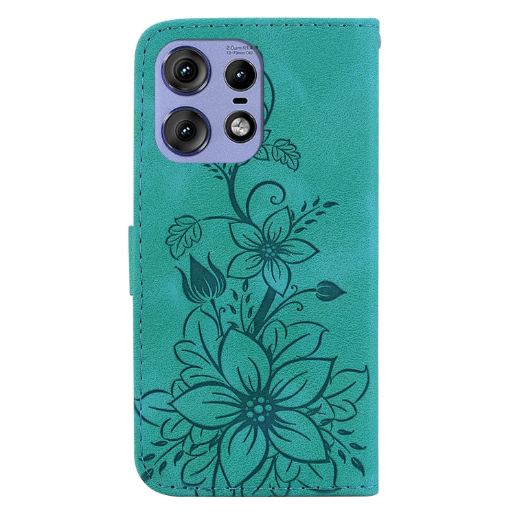 For Motorola Edge 50 Pro Lily Embossed Leather Phone Case(Green) - Motorola Cases by PMC TechLife | Online Shopping South Africa | PMC TechLife | Buy Now Pay Later Mobicred