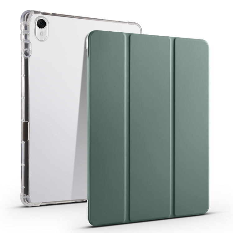 For Huawei MatePad 11.5 2023 3-folding Transparent TPU Smart Leather Tablet Case(Dark Night Green) - Huawei by PMC TechLife | Online Shopping South Africa | PMC TechLife | Buy Now Pay Later Mobicred