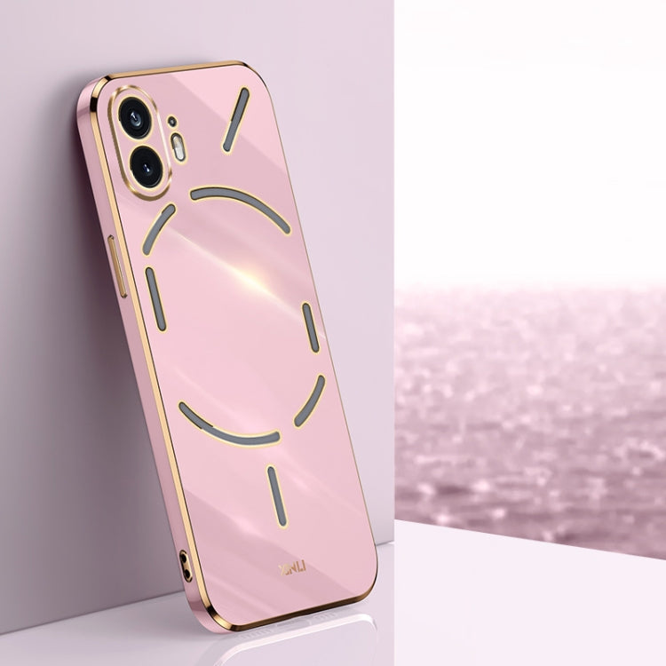 For Nothing Phone 2 XINLI Straight Edge 6D Electroplate TPU Phone Case(Cherry Purple) - Nothing Cases by XINLI | Online Shopping South Africa | PMC Jewellery | Buy Now Pay Later Mobicred