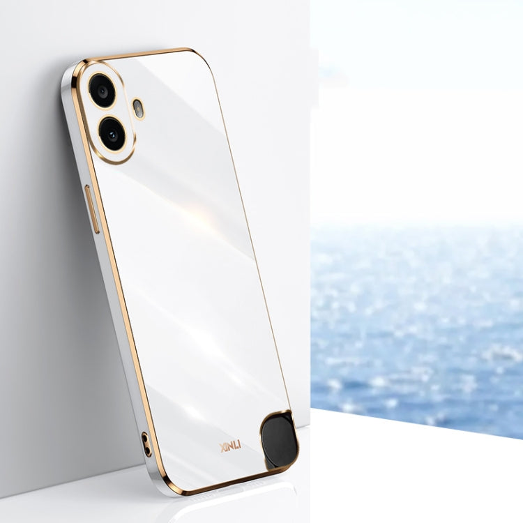 For Nothing CMF Phone 1 XINLI Straight Edge 6D Electroplate TPU Phone Case(White) - Nothing Cases by XINLI | Online Shopping South Africa | PMC Jewellery | Buy Now Pay Later Mobicred