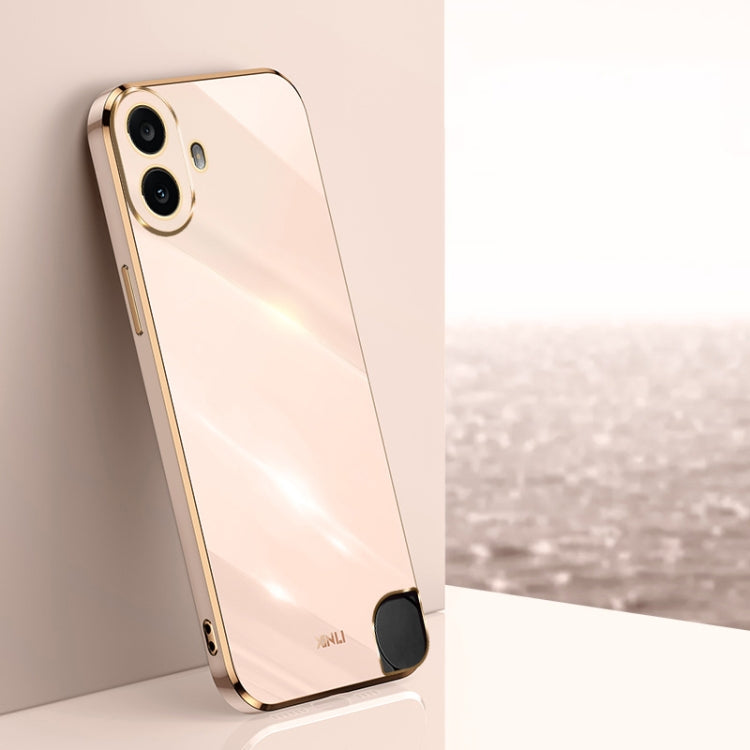 For Nothing CMF Phone 1 XINLI Straight Edge 6D Electroplate TPU Phone Case(Pink) - Nothing Cases by XINLI | Online Shopping South Africa | PMC Jewellery | Buy Now Pay Later Mobicred