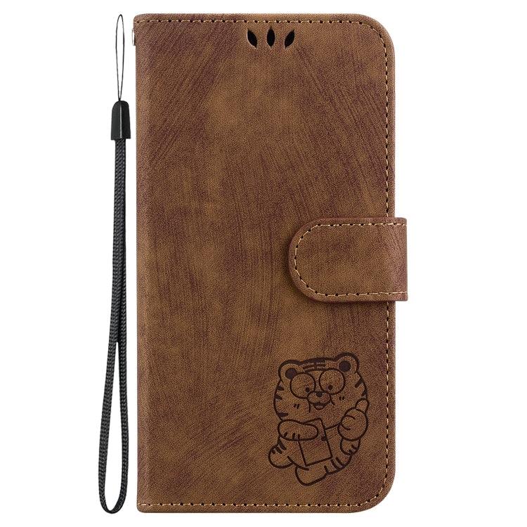 For iPhone 16e Little Tiger Embossed Leather Phone Case(Brown) - iPhone 16e Cases by PMC TechLife | Online Shopping South Africa | PMC TechLife | Buy Now Pay Later Mobicred