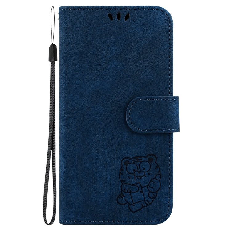 For iPhone 16e Little Tiger Embossed Leather Phone Case(Dark Blue) - iPhone 16e Cases by PMC TechLife | Online Shopping South Africa | PMC TechLife | Buy Now Pay Later Mobicred