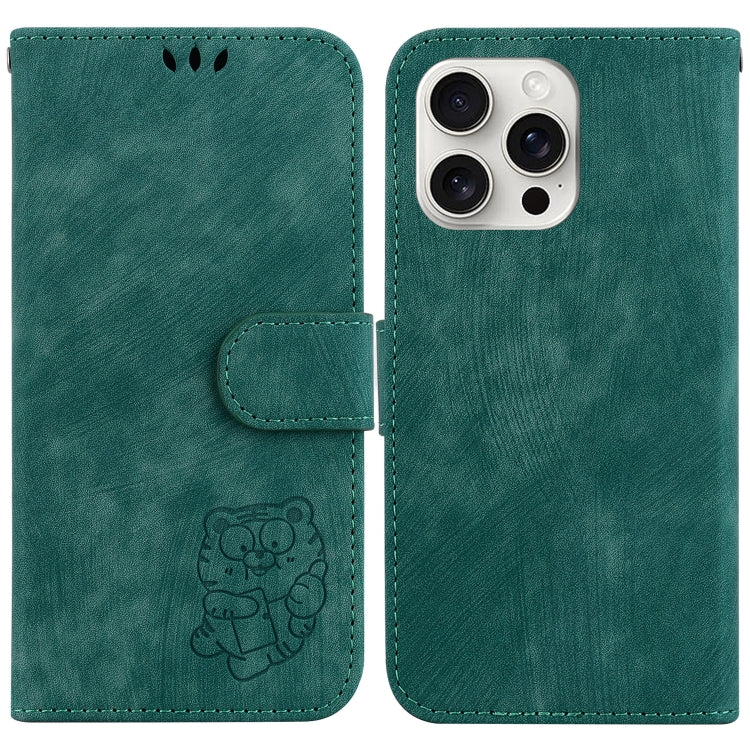 For iPhone 16 Pro Max Little Tiger Embossed Leather Phone Case(Green) - iPhone 16 Pro Max Cases by PMC TechLife | Online Shopping South Africa | PMC TechLife | Buy Now Pay Later Mobicred