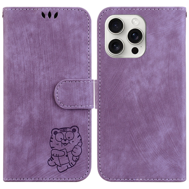 For iPhone 16 Pro Little Tiger Embossed Leather Phone Case(Purple) - iPhone 16 Pro Cases by PMC TechLife | Online Shopping South Africa | PMC TechLife | Buy Now Pay Later Mobicred