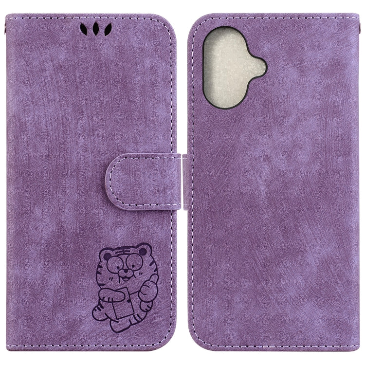 For iPhone 16 Little Tiger Embossed Leather Phone Case(Purple) - iPhone 16 Cases by PMC TechLife | Online Shopping South Africa | PMC TechLife | Buy Now Pay Later Mobicred