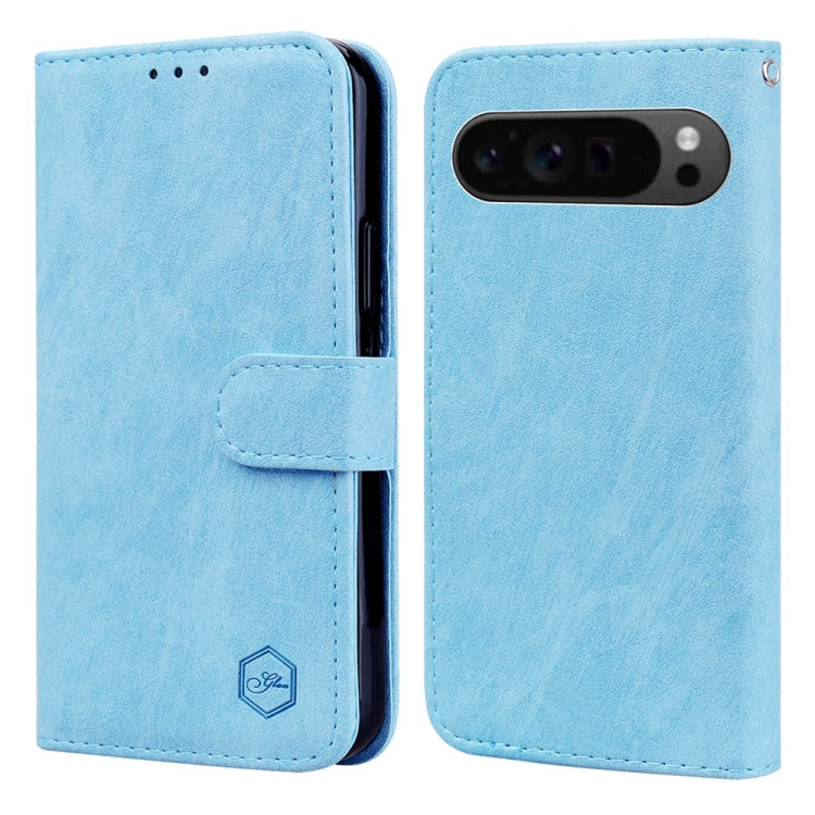 For Google Pixel 9 Skin Feeling Oil Leather Texture PU + TPU Phone Case(Light Blue) - Google Cases by PMC TechLife | Online Shopping South Africa | PMC TechLife | Buy Now Pay Later Mobicred