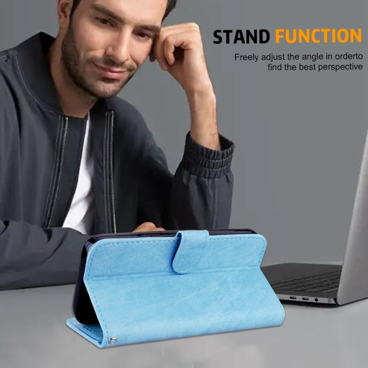 For Google Pixel 9 Skin Feeling Oil Leather Texture PU + TPU Phone Case(Light Blue) - Google Cases by PMC TechLife | Online Shopping South Africa | PMC TechLife | Buy Now Pay Later Mobicred