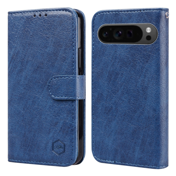 For Google Pixel 9 Pro Skin Feeling Oil Leather Texture PU + TPU Phone Case(Dark Blue) - Google Cases by PMC TechLife | Online Shopping South Africa | PMC TechLife | Buy Now Pay Later Mobicred