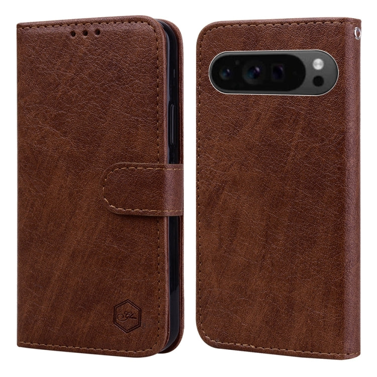 For Google Pixel 9 Pro Skin Feeling Oil Leather Texture PU + TPU Phone Case(Brown) - Google Cases by PMC TechLife | Online Shopping South Africa | PMC TechLife | Buy Now Pay Later Mobicred