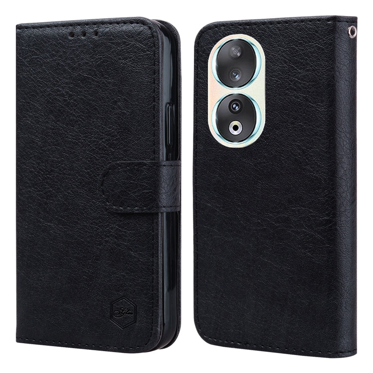 For Honor 90 Skin Feeling Oil Leather Texture PU + TPU Phone Case(Black) - Honor Cases by PMC TechLife | Online Shopping South Africa | PMC TechLife