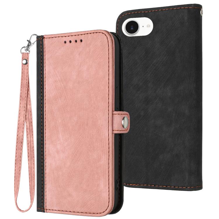 For iPhone 16e Side Buckle Double Fold Hand Strap Leather Phone Case(Pink) - iPhone 16e Cases by PMC TechLife | Online Shopping South Africa | PMC TechLife | Buy Now Pay Later Mobicred