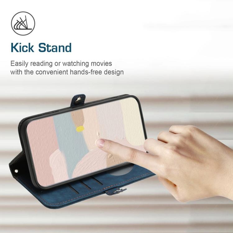 For iPhone 17 Air Side Buckle Double Fold Hand Strap Leather Phone Case(Royal) - free shipping - PMc TechLife - Order now!