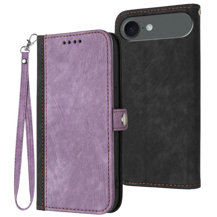For iPhone 17 Air Side Buckle Double Fold Hand Strap Leather Phone Case(Purple) - free shipping - PMc TechLife - Order now!