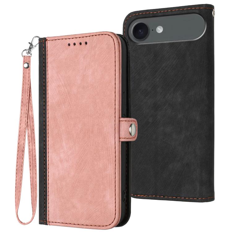 For iPhone 17 Air Side Buckle Double Fold Hand Strap Leather Phone Case(Pink) - free shipping - PMc TechLife - Order now!