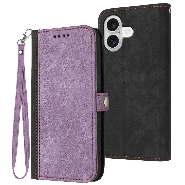 For iPhone 17 Side Buckle Double Fold Hand Strap Leather Phone Case(Purple) - free shipping - PMc TechLife - Order now!
