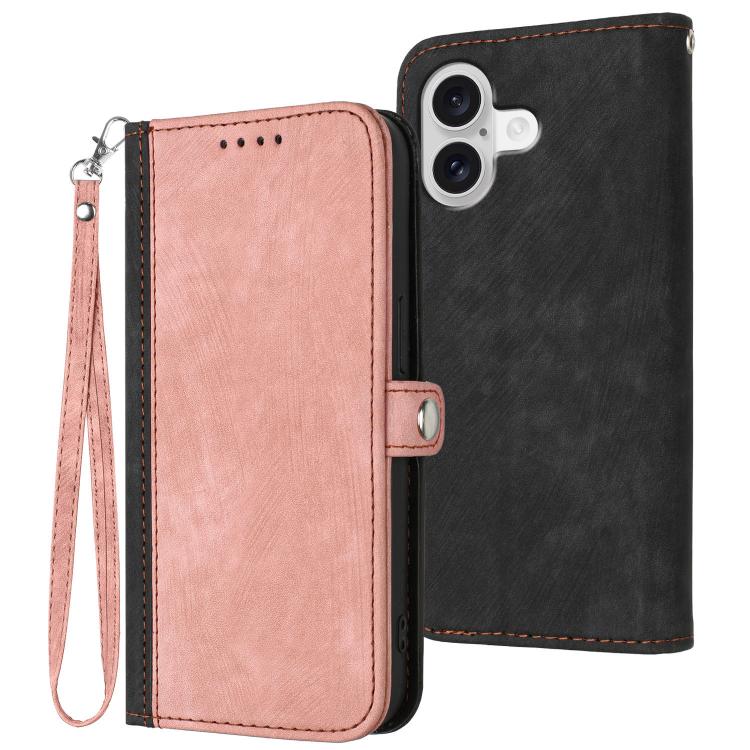 For iPhone 17 Side Buckle Double Fold Hand Strap Leather Phone Case(Pink) - free shipping - PMc TechLife - Order now!