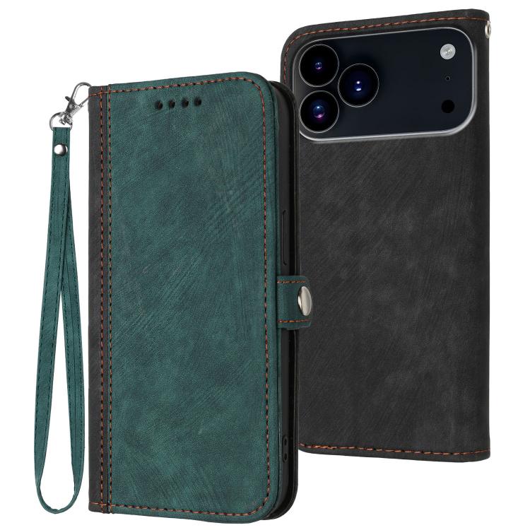 For iPhone 17 Pro Side Buckle Double Fold Hand Strap Leather Phone Case(Dark Green) - free shipping - PMc TechLife - Order now!