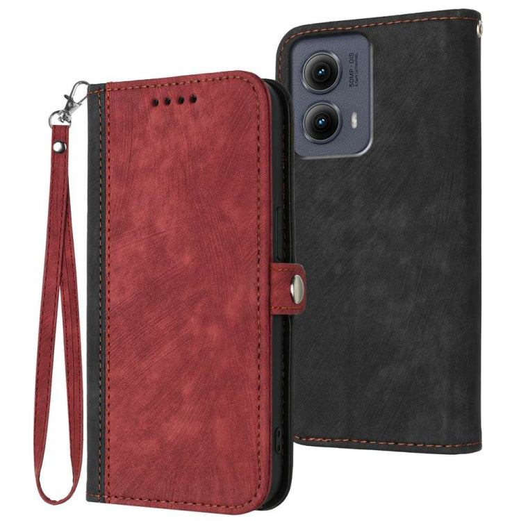For Motorola Edge 5G 2024 Side Buckle Double Fold Hand Strap Leather Phone Case(Red) - Motorola Cases by PMC Jewellery | Online Shopping South Africa | PMC Jewellery | Buy Now Pay Later Mobicred