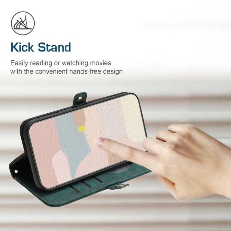 For Motorola Moto G Power 5G 2024 Side Buckle Double Fold Hand Strap Leather Phone Case(Dark Green) - Motorola Cases by PMC Jewellery | Online Shopping South Africa | PMC Jewellery | Buy Now Pay Later Mobicred