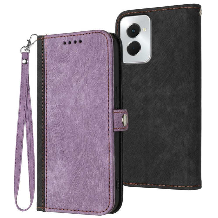 For Motorola Moto G Power 5G 2024 Side Buckle Double Fold Hand Strap Leather Phone Case(Purple) - Motorola Cases by PMC Jewellery | Online Shopping South Africa | PMC Jewellery | Buy Now Pay Later Mobicred