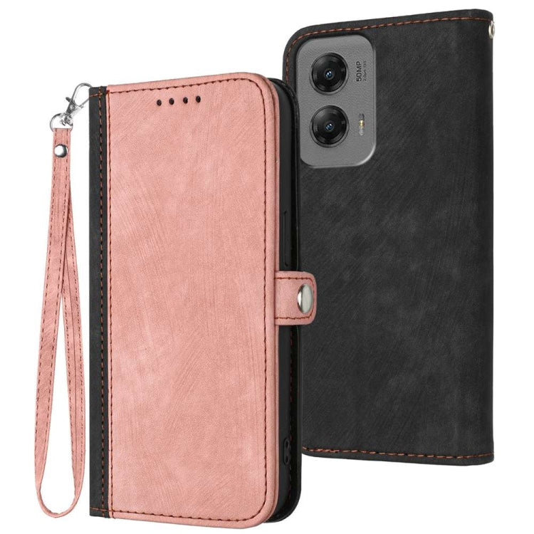 For Motorola Moto G Stylus 5G 2024 Side Buckle Double Fold Hand Strap Leather Phone Case(Pink) - Motorola Cases by PMC Jewellery | Online Shopping South Africa | PMC Jewellery | Buy Now Pay Later Mobicred