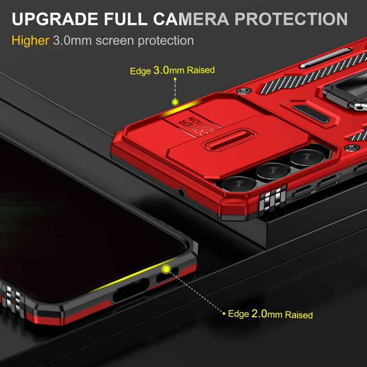 For Samsung Galaxy S24 5G Armor PC + TPU Camera Shield Phone Case(Red) - Galaxy S24 5G Cases by PMC TechLife | Online Shopping South Africa | PMC TechLife