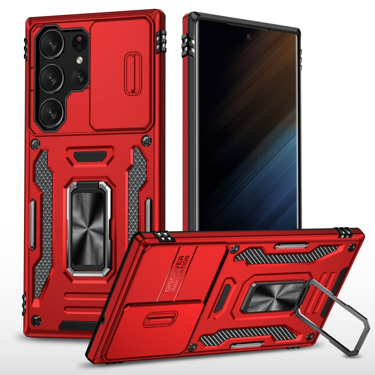 For Samsung Galaxy S24 Ultra 5G Armor PC + TPU Camera Shield Phone Case(Red) - Galaxy S24 Ultra 5G Cases by PMC TechLife | Online Shopping South Africa | PMC TechLife