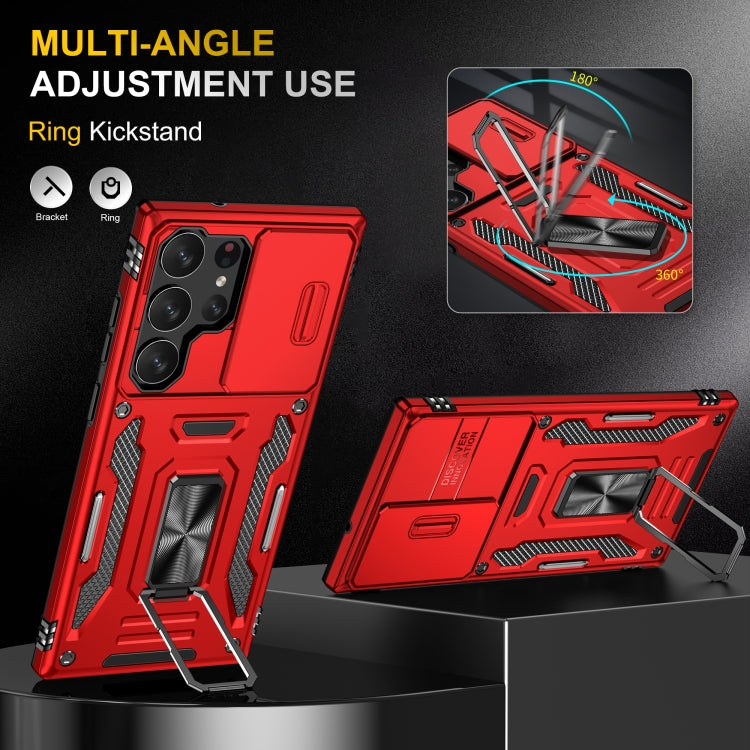 For Samsung Galaxy S24 Ultra 5G Armor PC + TPU Camera Shield Phone Case(Red) - Galaxy S24 Ultra 5G Cases by PMC TechLife | Online Shopping South Africa | PMC TechLife