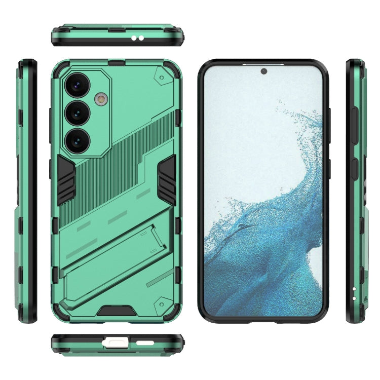 For Samsung Galaxy S24 5G Punk Armor 2 in 1 PC + TPU Shockproof Phone Case with Invisible Holder(Green) - Galaxy S24 5G Cases by PMC TechLife | Online Shopping South Africa | PMC TechLife
