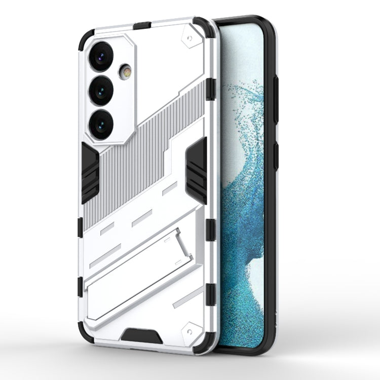 For Samsung Galaxy S24 5G Punk Armor 2 in 1 PC + TPU Shockproof Phone Case with Invisible Holder(White) - Galaxy S24 5G Cases by PMC TechLife | Online Shopping South Africa | PMC TechLife