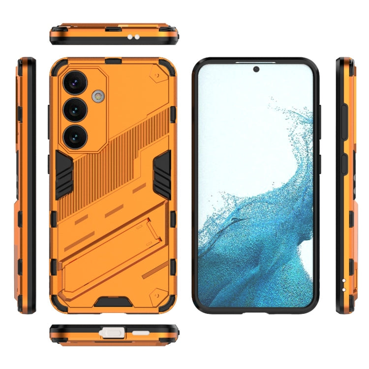 For Samsung Galaxy S24 5G Punk Armor 2 in 1 PC + TPU Shockproof Phone Case with Invisible Holder(Orange) - Galaxy S24 5G Cases by PMC TechLife | Online Shopping South Africa | PMC TechLife