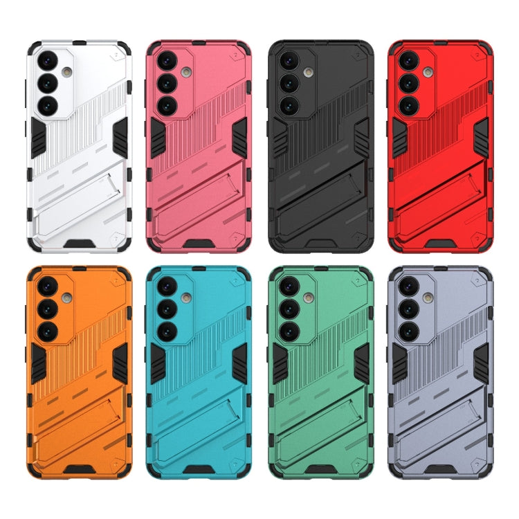 For Samsung Galaxy S24 5G Punk Armor 2 in 1 PC + TPU Shockproof Phone Case with Invisible Holder(Light Red) - Galaxy S24 5G Cases by PMC TechLife | Online Shopping South Africa | PMC TechLife