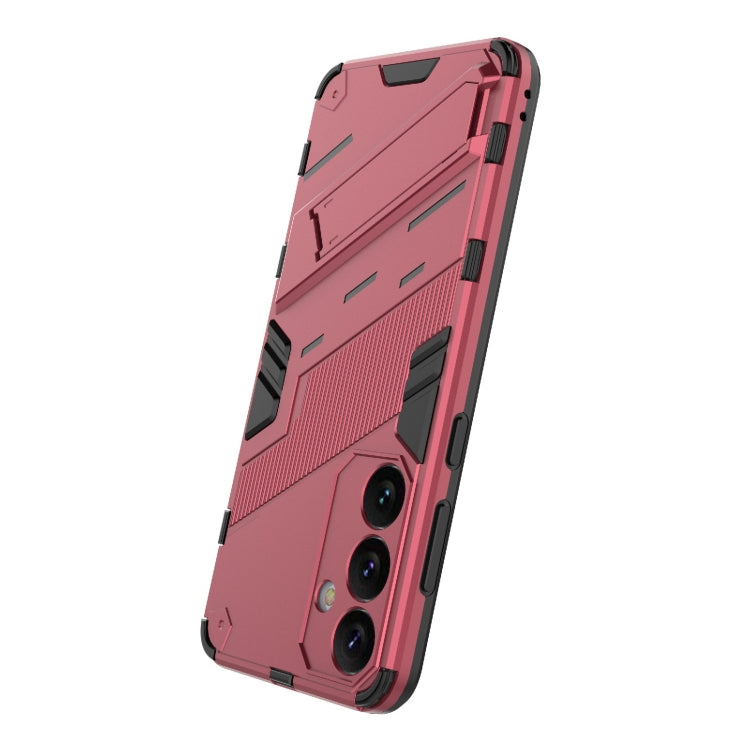 For Samsung Galaxy S24+ 5G Punk Armor 2 in 1 PC + TPU Shockproof Phone Case with Invisible Holder(Light Red) - Galaxy S24+ 5G Cases by PMC TechLife | Online Shopping South Africa | PMC TechLife