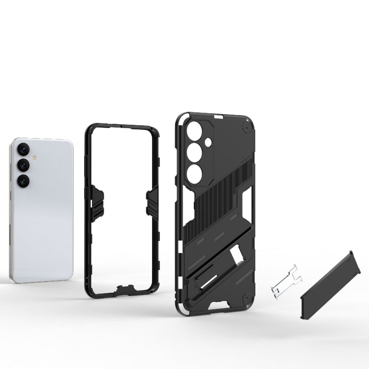 For Samsung Galaxy S24+ 5G Punk Armor 2 in 1 PC + TPU Shockproof Phone Case with Invisible Holder(Light Red) - Galaxy S24+ 5G Cases by PMC TechLife | Online Shopping South Africa | PMC TechLife