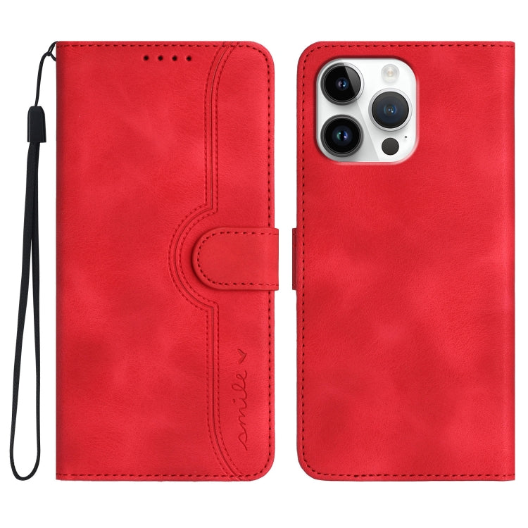 For iPhone 16 Pro Max Heart Pattern Skin Feel Leather Phone Case(Red) - iPhone 16 Pro Max Cases by PMC TechLife | Online Shopping South Africa | PMC TechLife | Buy Now Pay Later Mobicred