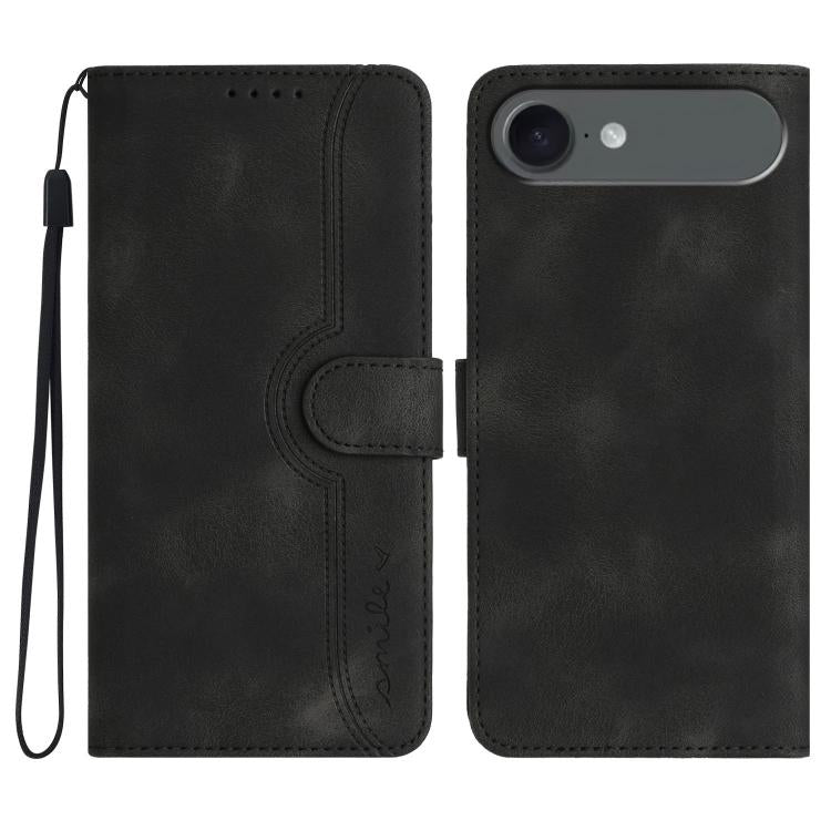 For iPhone 17 Air Heart Pattern Skin Feel Leather Phone Case(Black) - free shipping - PMc TechLife - Order now!
