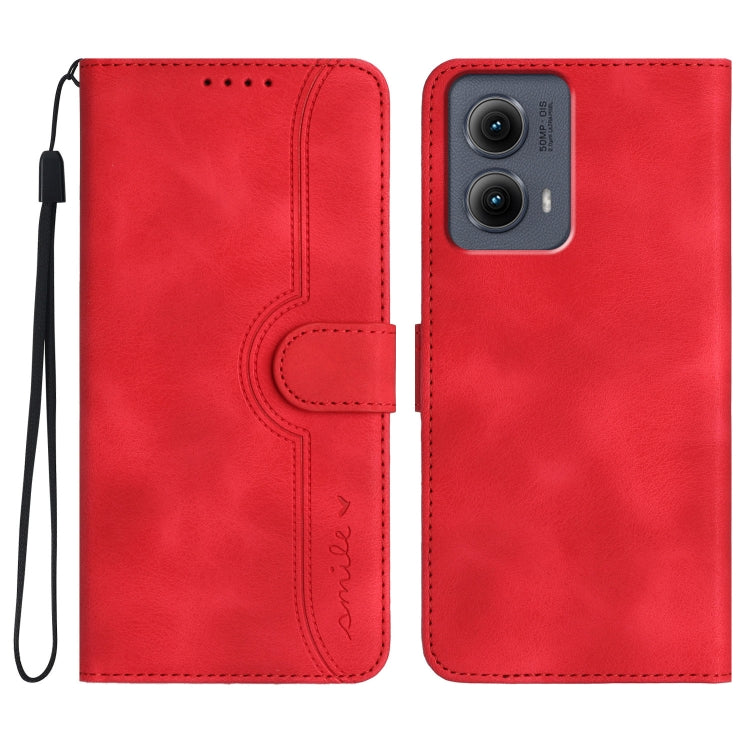 For Motorola Edge 5G 2024 Heart Pattern Skin Feel Leather Phone Case(Red) - Motorola Cases by PMC Jewellery | Online Shopping South Africa | PMC Jewellery | Buy Now Pay Later Mobicred