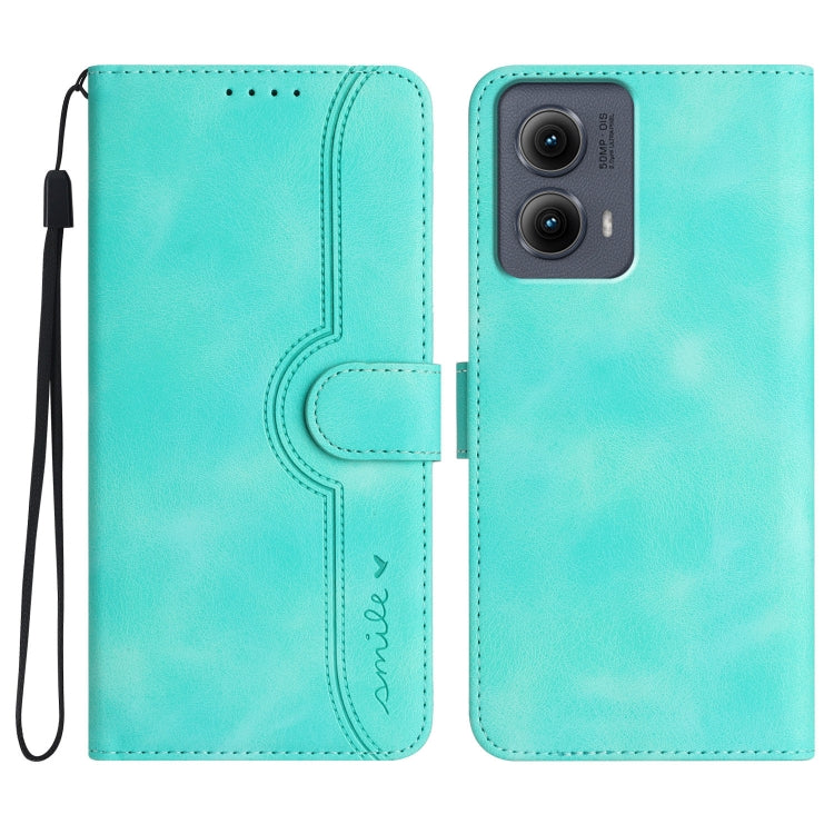 For Motorola Edge 5G 2024 Heart Pattern Skin Feel Leather Phone Case(Light Blue) - Motorola Cases by PMC Jewellery | Online Shopping South Africa | PMC Jewellery | Buy Now Pay Later Mobicred