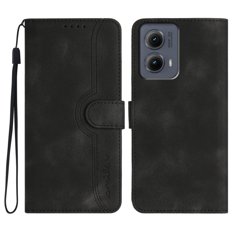 For Motorola Edge 5G 2024 Heart Pattern Skin Feel Leather Phone Case(Black) - Motorola Cases by PMC Jewellery | Online Shopping South Africa | PMC Jewellery | Buy Now Pay Later Mobicred