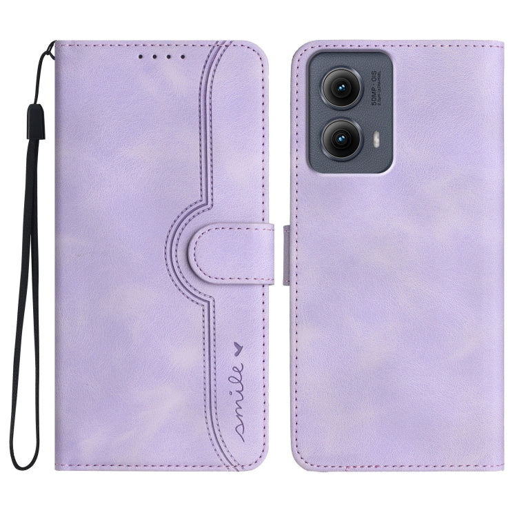 For Motorola Edge 5G 2024 Heart Pattern Skin Feel Leather Phone Case(Purple) - Motorola Cases by PMC Jewellery | Online Shopping South Africa | PMC Jewellery | Buy Now Pay Later Mobicred