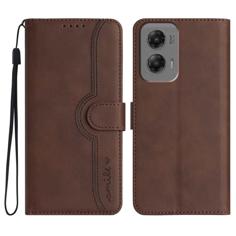 For Motorola Moto G Stylus 5G 2024 Heart Pattern Skin Feel Leather Phone Case(Brown) - Motorola Cases by PMC Jewellery | Online Shopping South Africa | PMC Jewellery | Buy Now Pay Later Mobicred