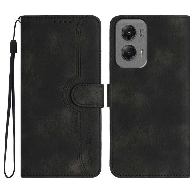 For Motorola Moto G Stylus 5G 2024 Heart Pattern Skin Feel Leather Phone Case(Black) - Motorola Cases by PMC Jewellery | Online Shopping South Africa | PMC Jewellery | Buy Now Pay Later Mobicred
