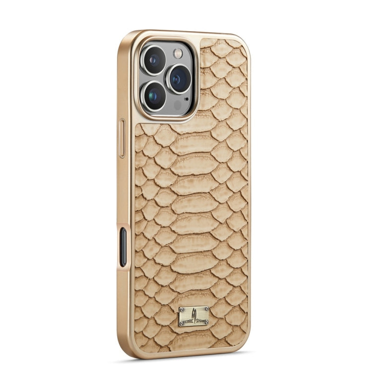 For iPhone 16 Pro Fierre Shann Python Texture Electroplating PU Phone Case(White) - free shipping - PMC Jewellery - Order now!