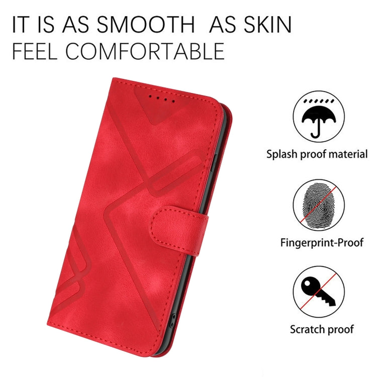 For OPPO K11 Line Pattern Skin Feel Leather Phone Case(Red) - OPPO Cases by PMC TechLife | Online Shopping South Africa | PMC TechLife | Buy Now Pay Later Mobicred