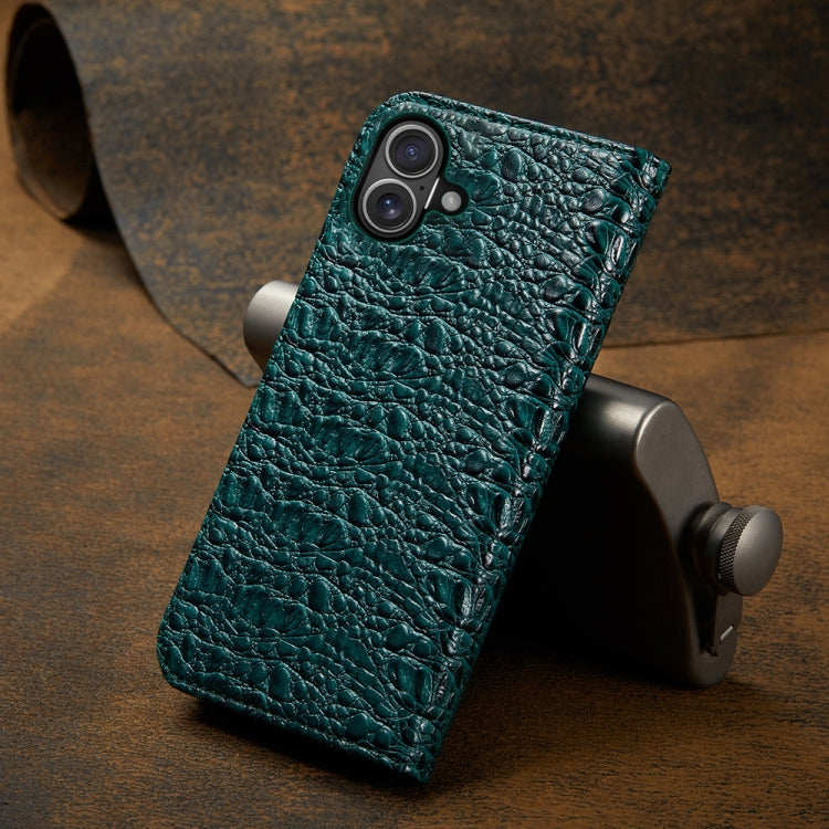 For iPhone 16 Fierre Shann Crocodile Texture Magnetic Genuine Leather Phone Case(Green) - free shipping - PMC Jewellery - Order now!